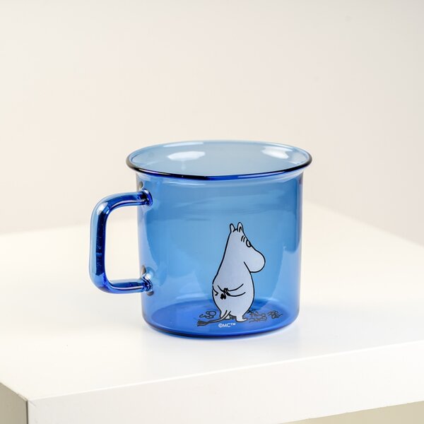 Muurla Skleněný hrnek Moomin 0,35l, modrý