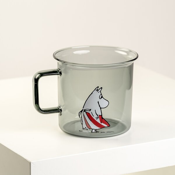 Muurla Skleněný hrnek Moominmamma 0,35l, šedý