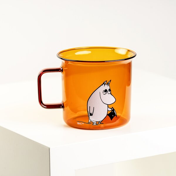 Muurla Skleněný hrnek Moominpappa 0,35l, jantarový
