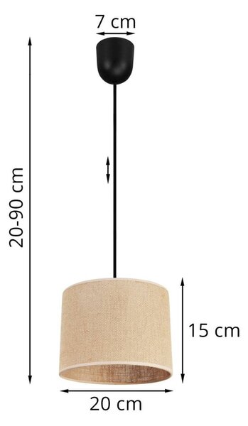 Závěsné svítidlo Juta, 1x jutové stínítko, (výběr ze 2 barev konstrukce), lp