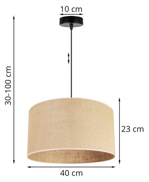 Závěsné svítidlo Juta, 1x jutové stínítko, (výběr ze 2 barev konstrukce), (fi 40cm, ve 23cm)