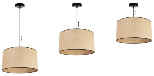 Závěsné svítidlo Juta, 1x jutové stínítko, (výběr ze 2 barev konstrukce), (fi 40cm), bl