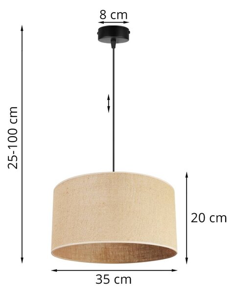 Závěsné svítidlo Juta, 1x jutové stínítko, (výběr ze 2 barev konstrukce), (fi 35cm)