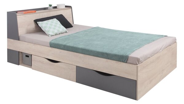 Studentská postel Gama 120x200cm s úložným prostorem - dub/antracit
