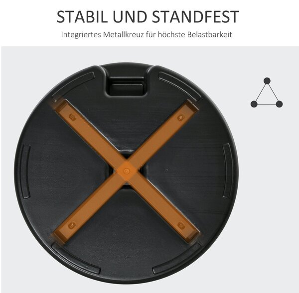 Stojan na slunečník Outsunny do 40 kg, kulatý, naplnitelný, držák, pro tyče o průměru 38/48 mm, pro balkon, terasu, zahradu, černý | Aosom