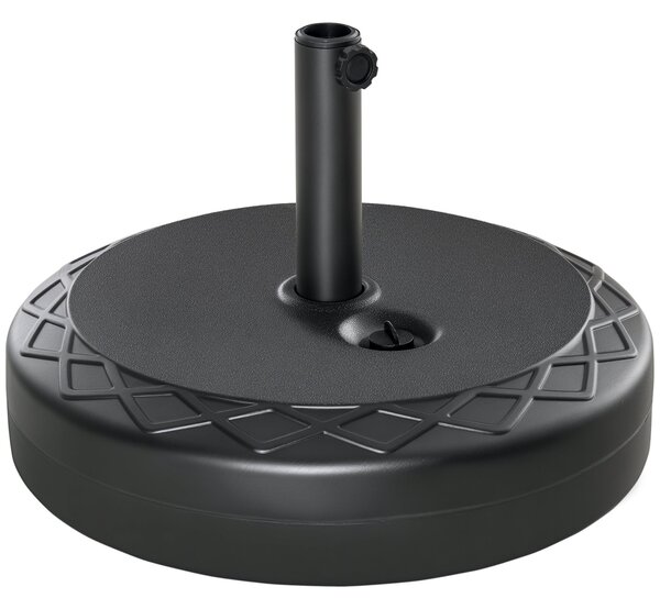 Stojan na slunečník Outsunny do 40 kg, kulatý, naplnitelný, držák, pro tyče o průměru 38/48 mm, pro balkon, terasu, zahradu, černý | Aosom
