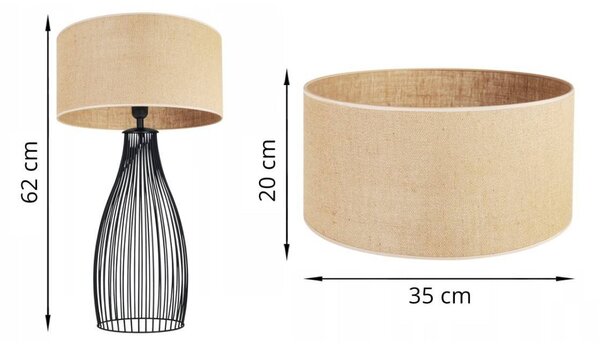 Stolní lampa Juta, 1x jutové stínítko, (výběr ze 3 barev konstrukce), u