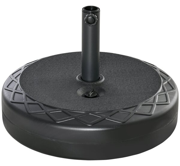 Stojan na slunečník Outsunny do 40 kg, kulatý, naplnitelný, držák, pro tyče o průměru 38/48 mm, pro balkon, terasu, zahradu, černý | Aosom