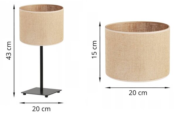 Stolní lampa Juta, 1x jutové stínítko, (výběr ze 2 barev konstrukce), n