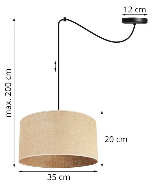 Závěsné svítidlo Juta Spider, 1x jutové stínítko, (výběr ze 2 barev konstrukce), (fi 35cm)