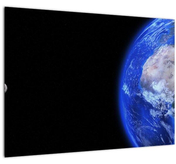 Skleněný obraz Měsíce a Země (70x50 cm)