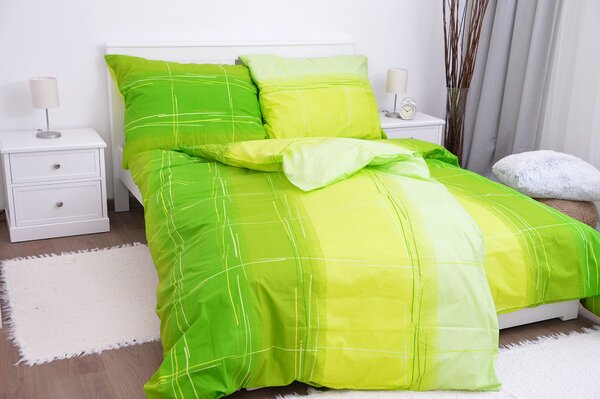 Bavlněné povlečení Cákance zelené Zapínání: knoflík, Velikost polštáře: 50x70, Velikost přikrývky: 140x200