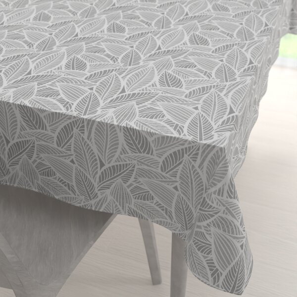 Biante Dekorační obdélníkový ubrus Leona LN-169 Bílé listy na šedém 60x100 cm