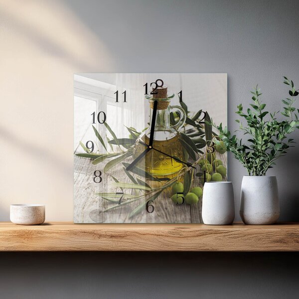 Skleněné hodiny na stěnu Olivový olej zskc-30x30-00183669