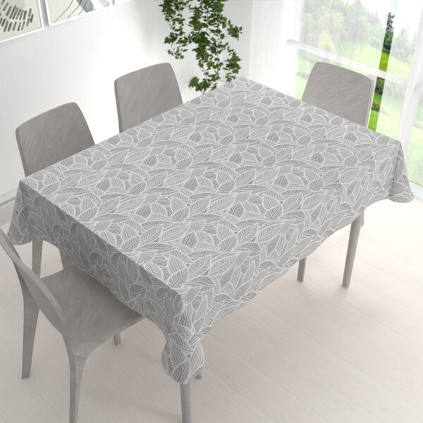 Biante Dekorační obdélníkový ubrus Leona LN-169 Bílé listy na šedém 60x100 cm