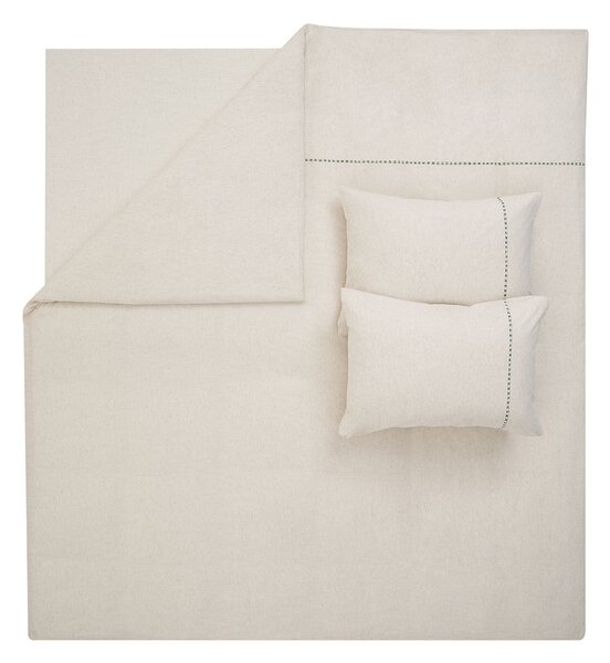Povlečení King, s prostěradlem, na dvoulůžko, s příměsí lnu, bílé/khaki, 200x220 cm