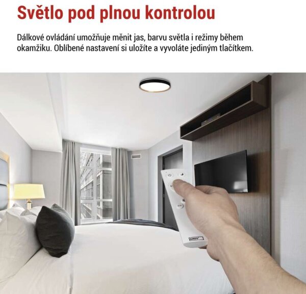 EMOS LED přisazené svítidlo ILVI, kruhové 30W, stmívání+CCT, černá+dřevo