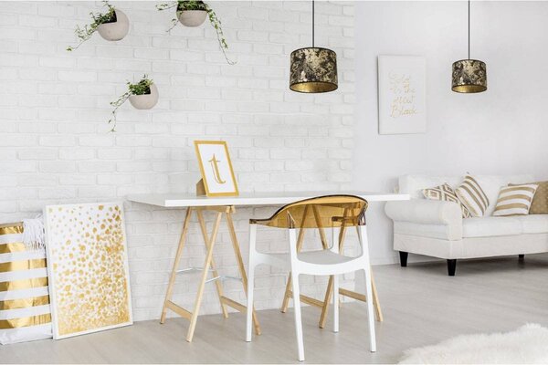 Závěsné svítidlo Werona 2, 1x černé/zlaté textilní stínítko, (fi 20cm), g