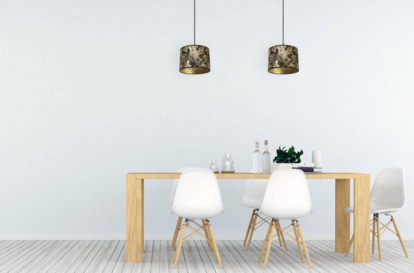 Závěsné svítidlo Werona 2, 1x černé/zlaté textilní stínítko, (fi 20cm), g