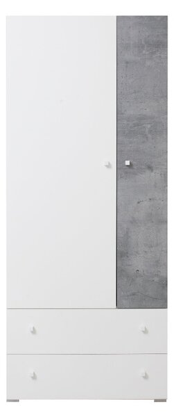 Šatní skříň Omega - bílá/beton