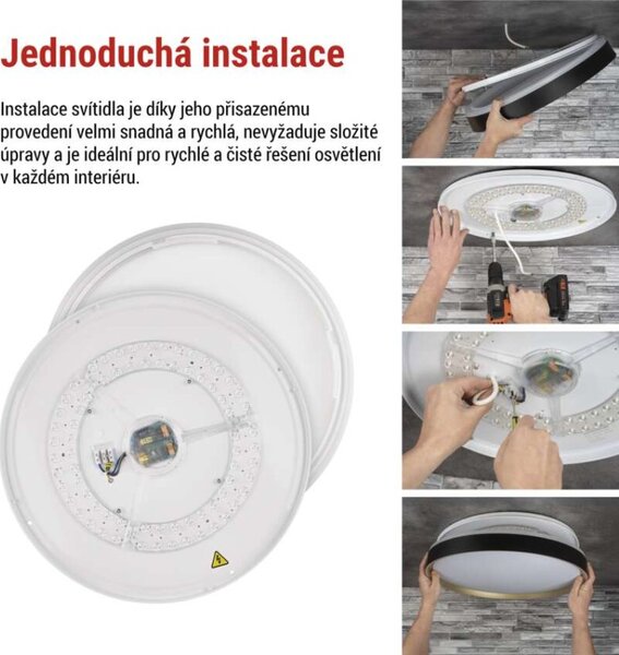 EMOS LED přisazené svítidlo ILVI, kruhové 30W, stmívání+CCT, černá+champagne