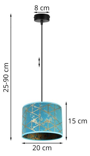 Závěsné svítidlo Werona 4, 1x modré textilní stínítko se vzorem, (výběr ze 2 barev konstrukce), (fi 20cm), g