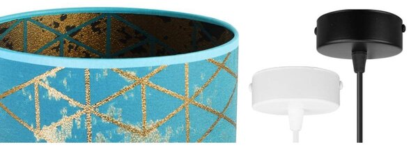 Závěsné svítidlo Werona 4, 1x modré textilní stínítko se vzorem, (výběr ze 2 barev konstrukce), (fi 20cm), g