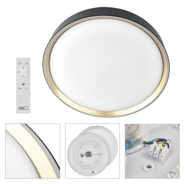 EMOS LED přisazené svítidlo ILVI, kruhové 30W, stmívání+CCT, černá+champagne