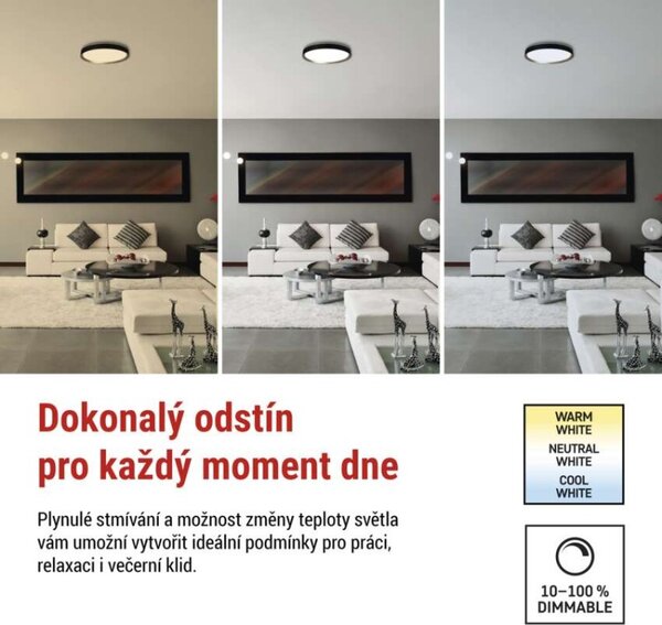 EMOS LED přisazené svítidlo ILVI, kruhové 30W, stmívání+CCT, černá+champagne