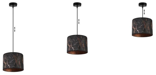 Závěsné svítidlo Werona 3, 1x černé textilní stínítko se vzorem, (fi 20cm), c