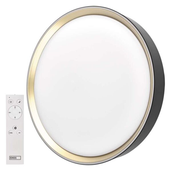 EMOS LED přisazené svítidlo ILVI, kruhové 30W, stmívání+CCT, černá+champagne