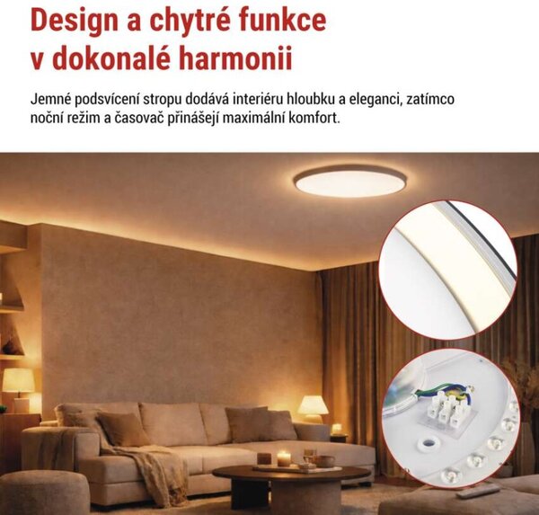 EMOS LED přisazené svítidlo ILVI, kruhové 30W, stmívání+CCT, černá+champagne