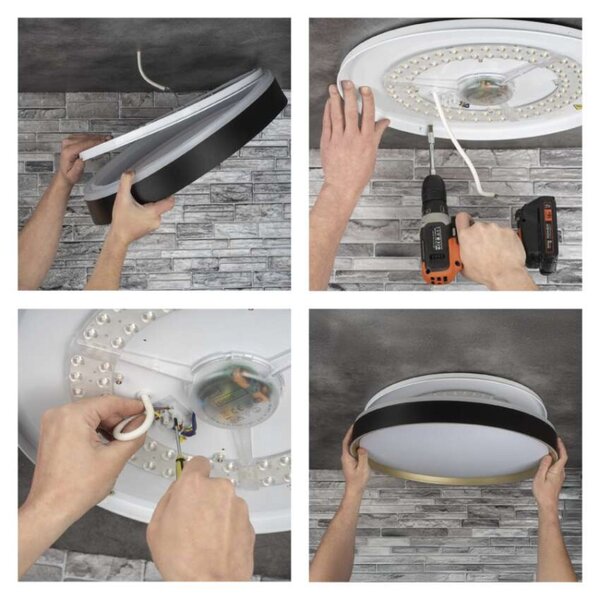 EMOS LED přisazené svítidlo ILVI, kruhové 30W, stmívání+CCT, černá+champagne