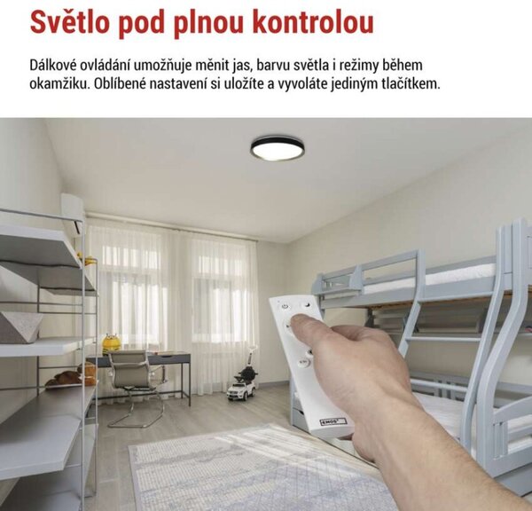 EMOS LED přisazené svítidlo ILVI, kruhové 30W, stmívání+CCT, černá+champagne