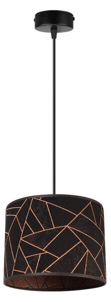Závěsné svítidlo Werona 6, 1x černé textilní stínítko se vzorem, (fi 20cm), c