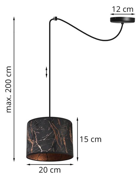 Závěsné svítidlo Werona Spider, 1x černé textilní stínítko se vzorem, c