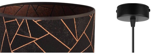 Závěsné svítidlo Werona 6, 1x černé textilní stínítko se vzorem, (fi 20cm), c