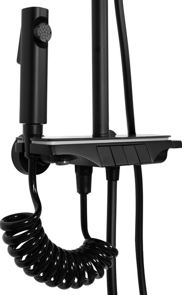 Rea Savio, LED sprchový set s vanovou výlevkou, černá, REA-P8410