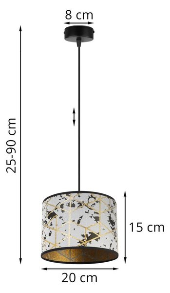 Závěsné svítidlo Werona 5, 1x šedé textilní stínítko se vzorem, (fi 20cm), g
