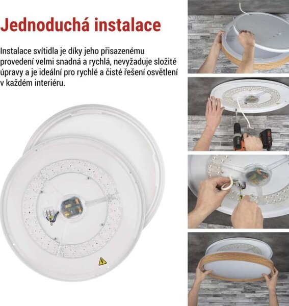 EMOS LED přisazené svítidlo ILVI, kruhové 30W, stmívání+CCT, dřevo