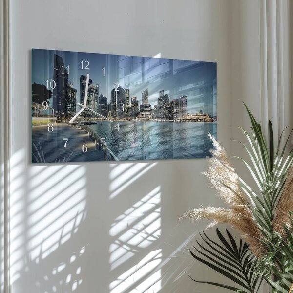 Skleněné hodiny horizontální Město v noci zsppb-60x30-00295259