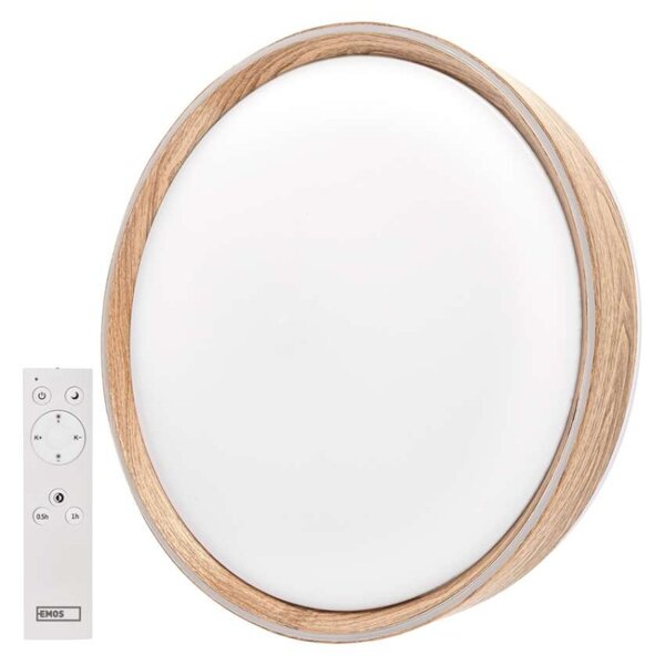 EMOS LED přisazené svítidlo ILVI, kruhové 30W, stmívání+CCT, dřevo