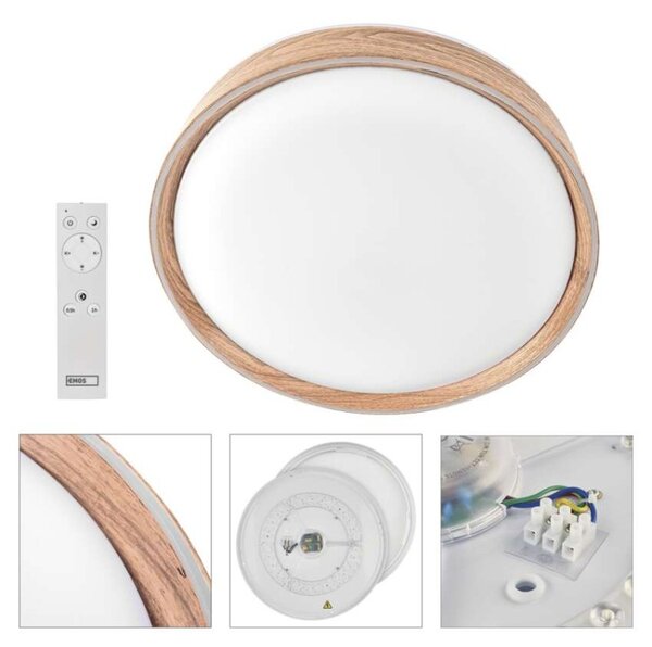 EMOS LED přisazené svítidlo ILVI, kruhové 30W, stmívání+CCT, dřevo