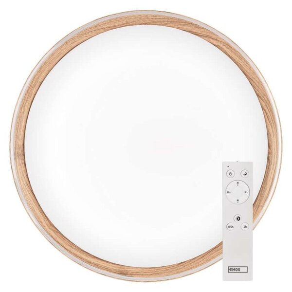 EMOS LED přisazené svítidlo ILVI, kruhové 30W, stmívání+CCT, dřevo