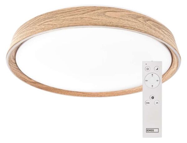 EMOS LED přisazené svítidlo ILVI, kruhové 30W, stmívání+CCT, dřevo