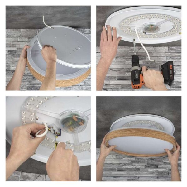 EMOS LED přisazené svítidlo ILVI, kruhové 30W, stmívání+CCT, dřevo