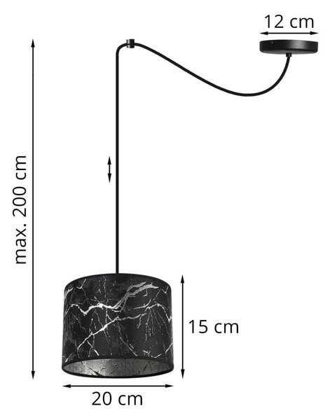Závěsné svítidlo Werona Spider, 1x černé textilní stínítko se vzorem, s