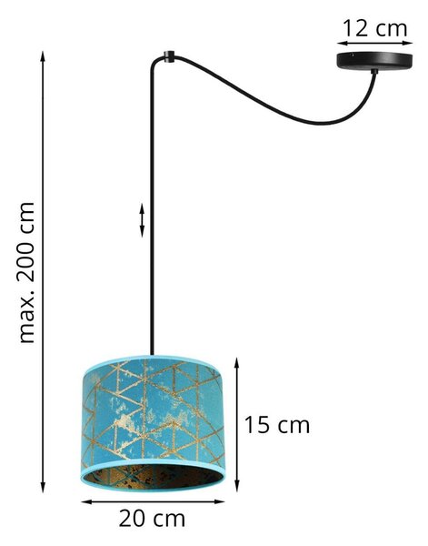 Závěsné svítidlo Werona Spider, 1x modré textilní stínítko se vzorem, (výběr ze 2 faeb konstrukce), g
