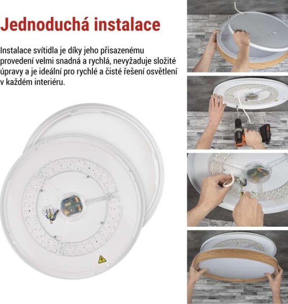 EMOS LED přisazené svítidlo ILVI, kruhové 45W, stmívání+CCT, dřevo
