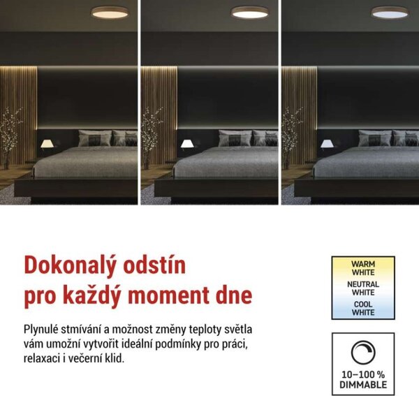 EMOS LED přisazené svítidlo ILVI, kruhové 45W, stmívání+CCT, dřevo